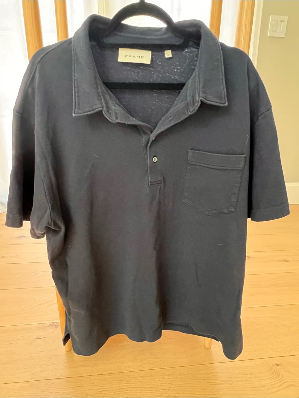 Frame Mens Navy Short-Sleeve Polo. Size XL